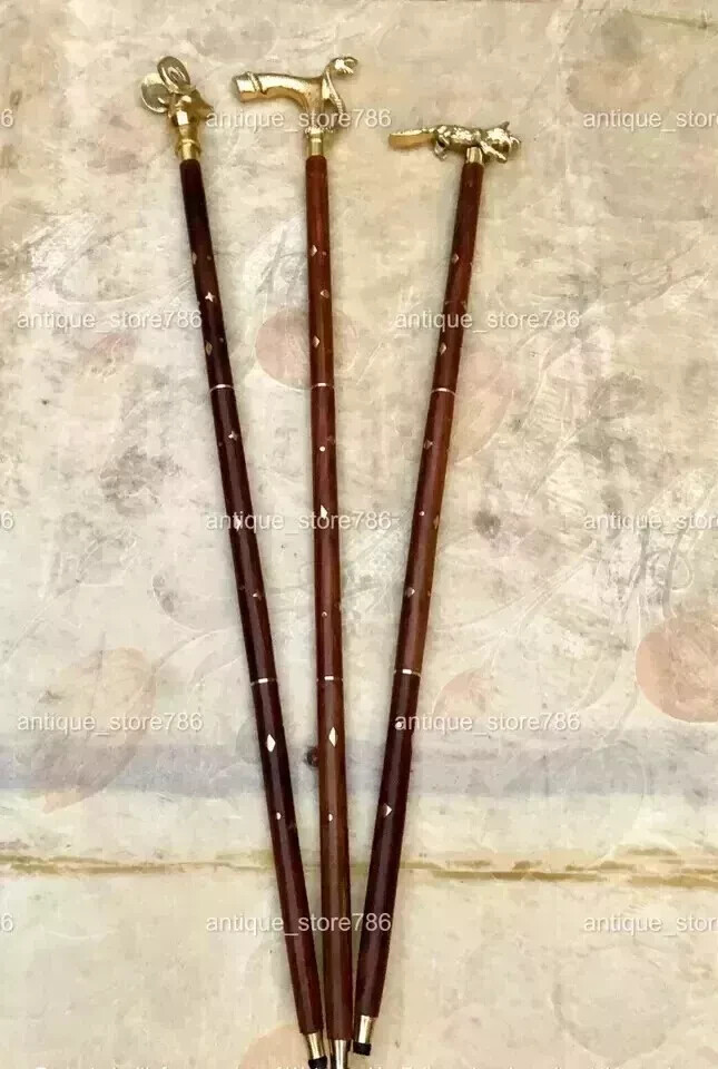 Bastone Intagliato Stile Vittoriano Bastone Da Passeggio Vintage In Ottone E Legno – Stile Vittoriano, Intaglio A Spirale, Fatto A Mano In India Bastone Regale Fatto A Mano India