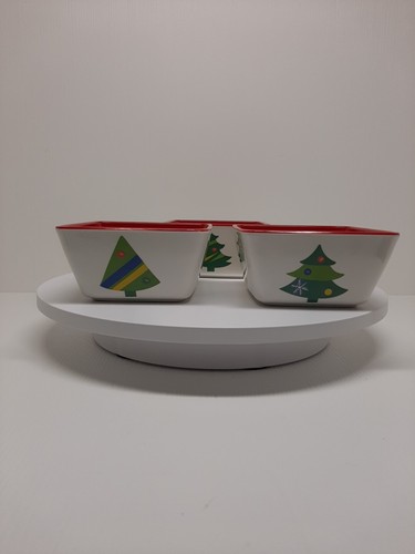 Christmas Melamine 3 Cereal Bowl Set Tabletops Unlimited Red and White D37