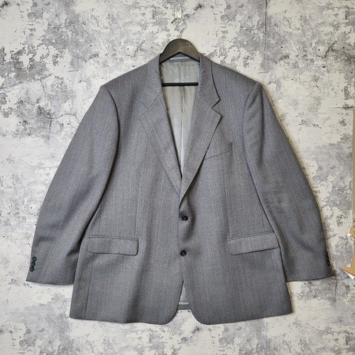 Brook Taverner Blazer Uomo 50R Grigio Rosso Spina di Pesce Misto Lana Giacca Vintage A