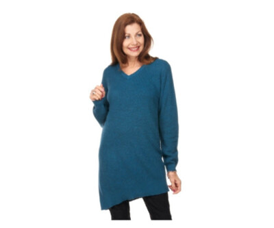Bridge and Lord Asymmetrical V Neck Merino Cashmere Tunic