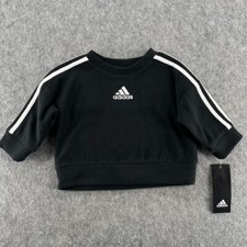 Adidas Black Microfleece Pullover Sweatshirt Toddler Size 3M NEW