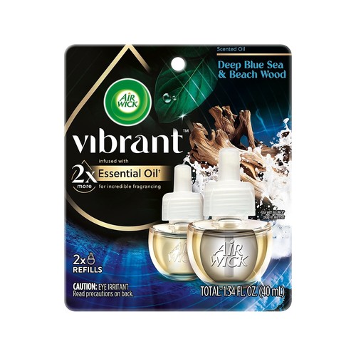 Air Wick Vibrant Scented Oil Warmer Refill Deep Blue Sea & Beach Wood 0.67 Fl.