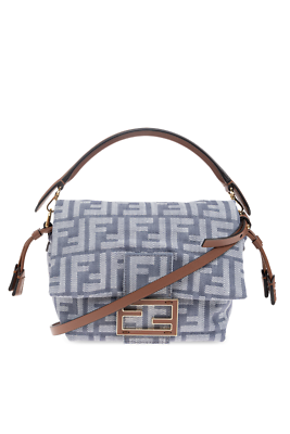 FENDI Mamma Baguette Small $2500 Blue Denim Shoulder Bag New