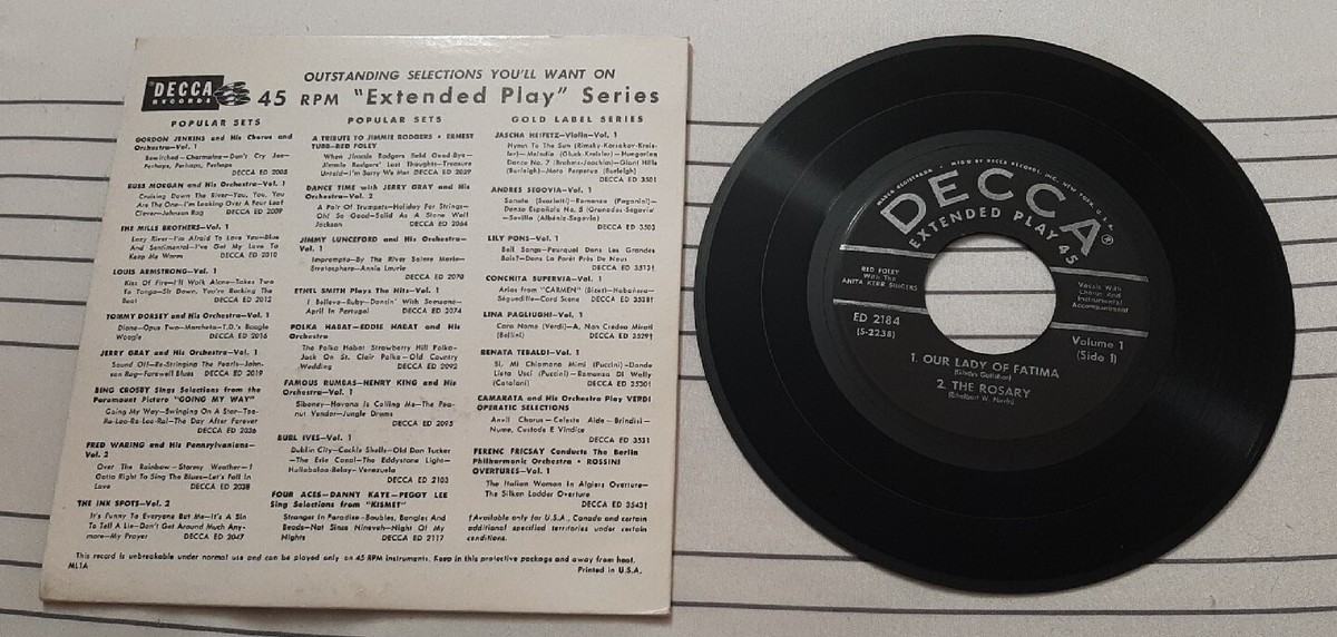 Red Foley 45 EP Lift Up Your Voice Volume 1 Decca ED 2184