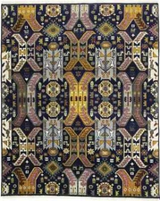 Handmade Navy Tribal Geometric Wool Oriental Rug Bedroom Decor Carpet 8X10 ft