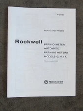 Parking Meter PARTS MANUAL, Rockwell Park-O-Meter, POM Models G, H & K.