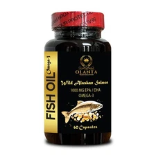 Omega 3 Fish Oil Capsules | Essential Fatty Acids Support Brain Health, Non-GMO