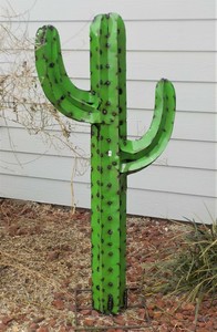 Metal Yard Art Saguaro Cactus Sculpture 54 Tall Green Ebay