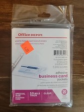 Adhesive Business Card Pockets Holder Clear side load-peel stick 3.5x2 in 20 ct