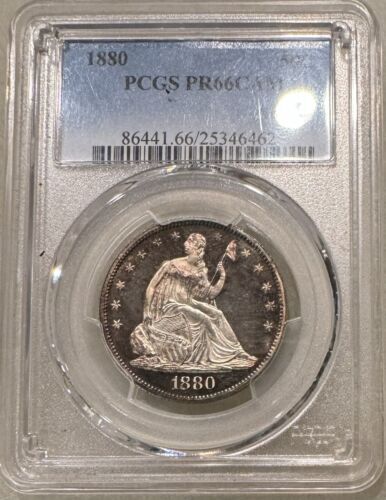1880 50C Liberty Seated Half Dollar PCGS PR66CAM, Only 7 Higher, Gorgeous Ton...