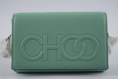 NWT Authentic JIMMY CHOO Sonia JADE Leather Bag Emboss Chain crossbody Logo