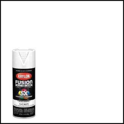 Krylon K02730007 Fusion Flat White All-in-One Spray Paint 12 oz. (Pack of 6)