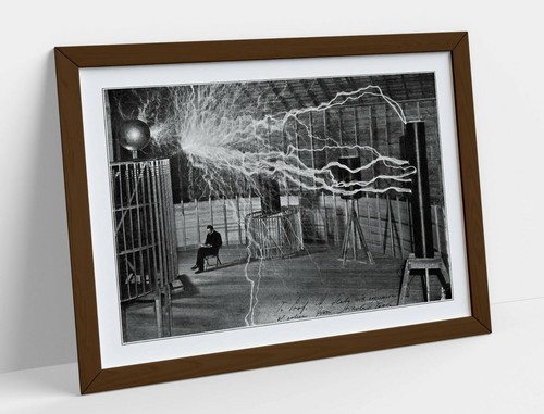 NIKOLA TESLA FARADAY CAGE -ART FRAMED POSTER PICTURE PRINT ARTWORK-BLACK & WHITE - Picture 2 of 10