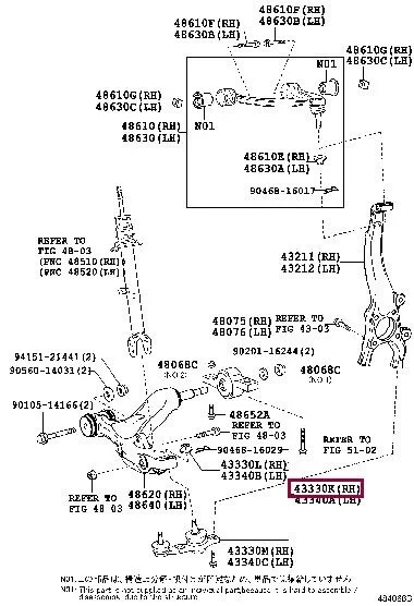 Juego de rótula inferior delantera derecha derecha derecha Toyota Lexus GS350/450h GRL1 RC350 GSC1 genuino Foto 2 de 4