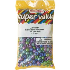 Pony Beads 6mmX9mm 415/Pkg-Cool Pearl Multicolor (Pack of 3)