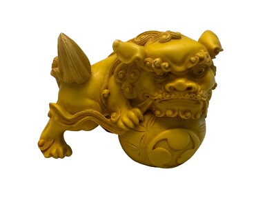 Vintage Resin Foo Dog Asian Chinese Guardian Lion Figurine Statue 6  x 4 