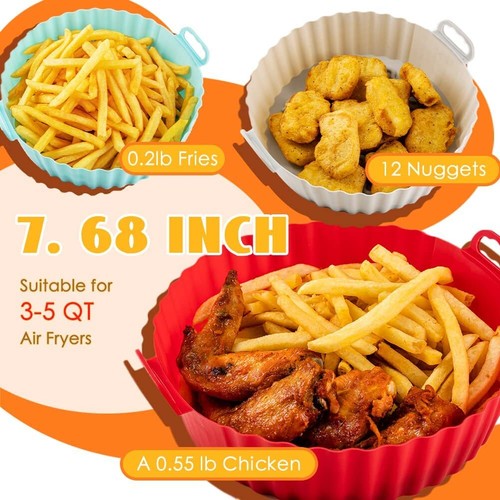 Forros de silicona para freidora de aire 2 piezas, forros de silicona para freidora de aire de 7,6 pulgadas - Imagen 6 de 7