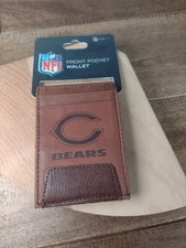 Chicago Bears Men's Leather Wallet - Brown Front Pocket Wallet - NFL Bears