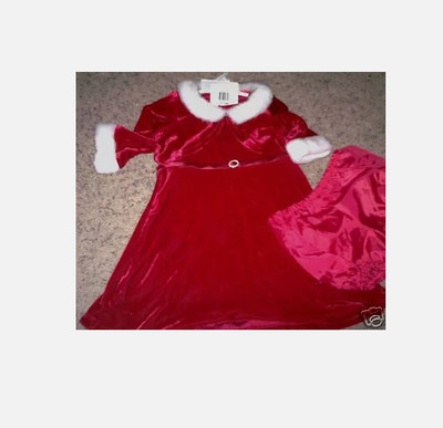 NWT Girls 24 months red velour dress fur collar jacket Christmas Santa