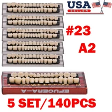 5 Set Dental Acrylic Resin Denture Shade A2 #23 Upper Lower Full Set False Teeth