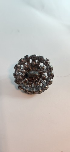 VINTAGE crystal rhinestone buttons 2 1950'S BEAUTIFUL Silver Tone Flower Shape - Picture 5 of 7
