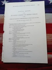 1891  Annual report  DES MOINES & KANSAS CITY RAILWAY Pleasanton Iowa Cainsville