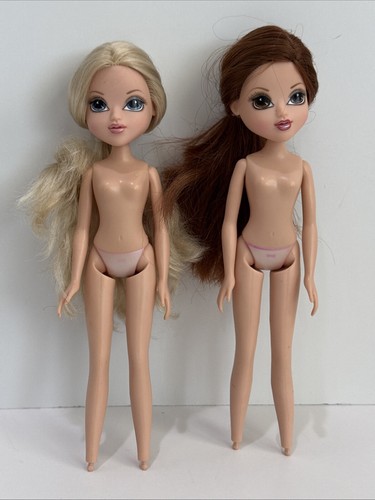 Bratz Moxie Girlz Girl Dolls X2 Brown Hair Brown Eyes Blond Hair Blue Eyes Nude