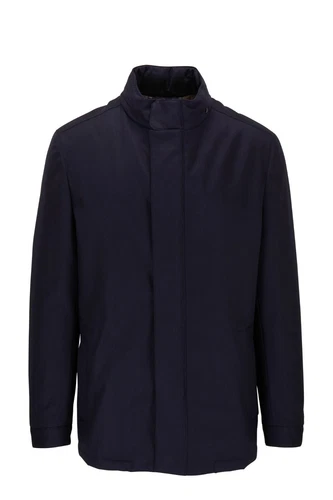 CORNELIANI Navy Technical Twill Car Coat IT 52 50R US 42R 40R 12/10 $1695 image 3