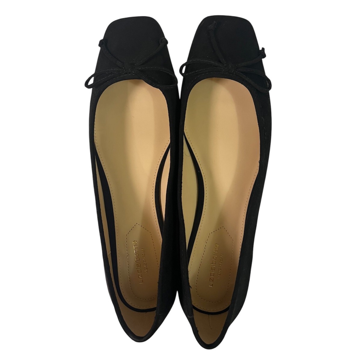 Liz Claiborne Womens Flushing Ballet Flats Shoes Black Slip On
