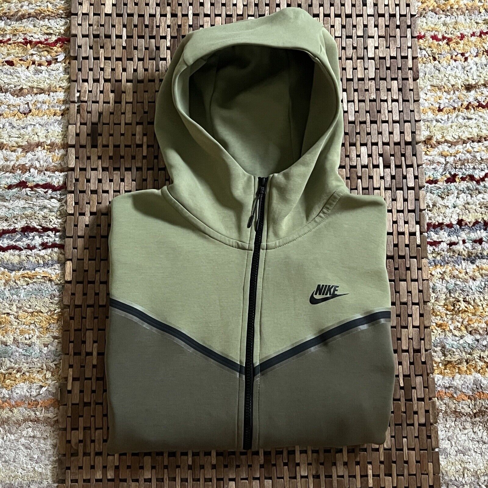 Nike Tech Fleece Zip Hoodie Hoody Green Men's Large L