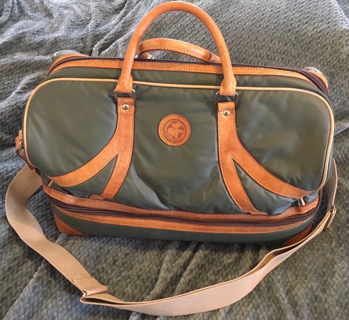 HUNTING WORLD Vintage Green/Natural Leather Weekend Travel HUNTING WORLD Vintage Green/Natural Leather Weekend Travel