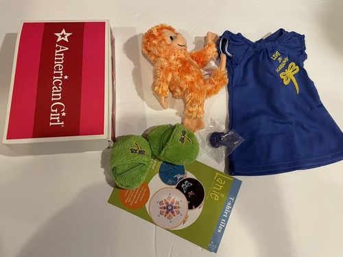 American Girl Lanie Blue NIGHTGOWN Slippers ORANGUTAN pajamas - NIB