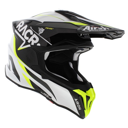 Airoh Aviator Strycker RACR - Gloss Black White Yellow - Offroad MX Helmet - Picture 7 of 10