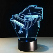 Acrylic Led Night Light Retro Piano Bulb Musician 3D Lamp Bedside 7 colors Touch