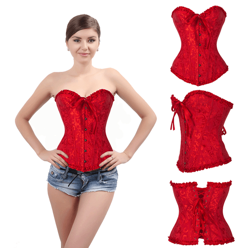 Women Steampunk Gothic Waist Corset Overbust Lace Up Bustier Tops Trainer Shaper - Picture 5 of 14