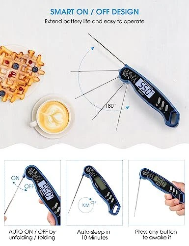 Meat Thermometer,Calibration Feature Digital Food Thermometer Blueberry Color