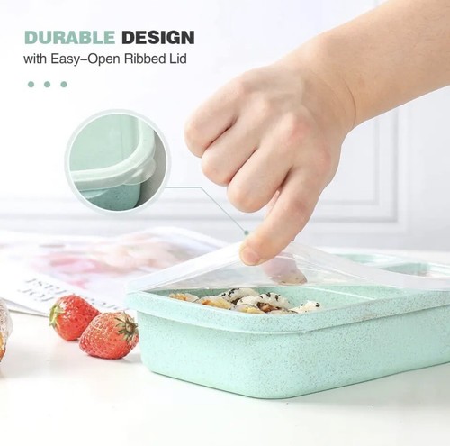 4 Pack Bento Lunch Box, 4 Compartment Meal Prep Containers, Lunch Box for Kids, - Picture 4 of 7