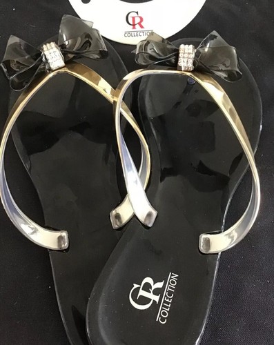 CAPE ROBBIN WOMEN'S BLACK JELLY SANDAL BOW FLIP FLOP SANDALS SZ. 71/2 - Picture 5 of 7
