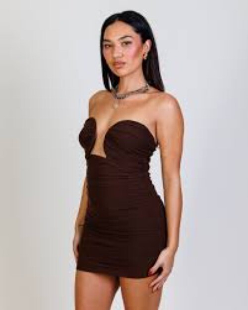LEAU London Mesh Mini Dress in Brown | eBay LEAU London Mesh Mini Dress in Brown | eBay