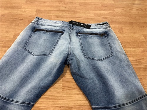 Pantalones de mezclilla Rockstar para hombre con estampados de cómics 42x33 nuevos difíciles de encontrar raros - Imagen 9 de 10