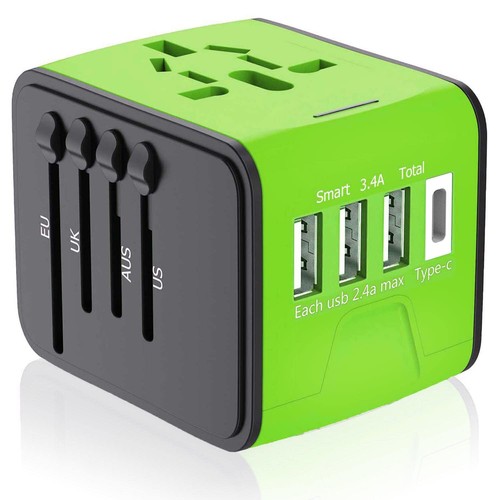 Fast 5A Universal International Travel Plug 3 USB Power Adapter Type C Worldwide - Bild 14 von 18