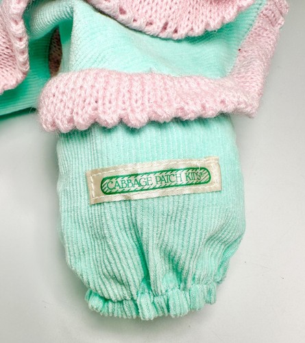 Vtg New Cabbage Patch Kids Aqua Snow Suit Turquoise Pink Outfit 1985 Hanger 513H - Picture 5 of 7