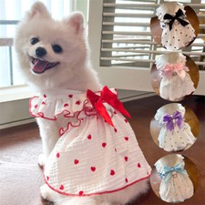 Pet Dress Dog Cat Puppy Summer Princess Skirt Clothes Heart Harness Button
