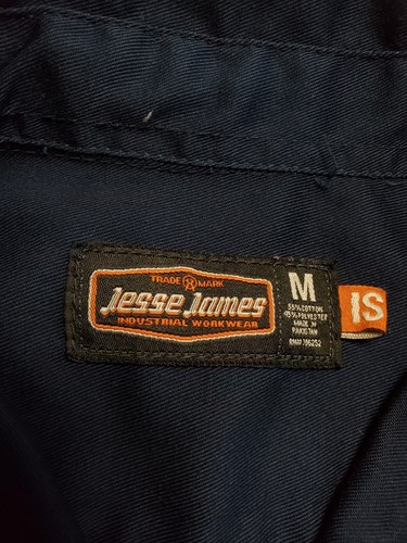 Vintage Jesse James Work Shirt Medium Mens Blue Button Up Long Sleeve Twill Y2K - Picture 4 of 10