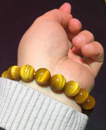 Echt Natürliches Gold Tigerauge Kristall Perlen Armband 12 mm - Bild 3 von 6