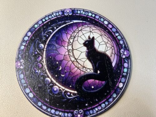 6 beautiful Cat coaster set. Ideal gift! Black cat wooden coaster - Picture 5 of 7