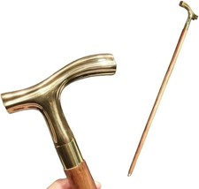 Vintage Wooden Walking Antique Walking Cane Stick Solid Brass Handle Stick Gift