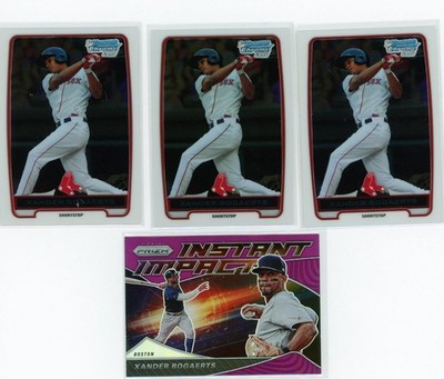 3 * XANDER BOGAERTS * 2012 BOWMAN CHROME 1ST ROOKIE RC + PRIZM PURPLE HOLO