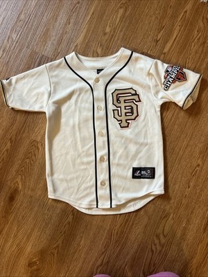 Buster Posey Vintage SF Giants Majestic Jersey Youth S 2010 Ring Ceremony Gold