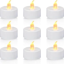 KOABY 12/24/50 Pack Tea Lights with Timer, Battery Operated Flameless Flickering